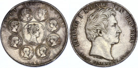 German States Bavaria Konventionstaler 1828
KM# 734; Silver; Ludwig I; Geschichtstaler; Blessing of Heaven; XF