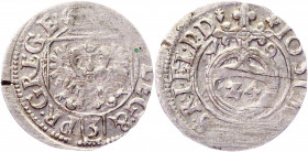 German States Brandenburg Dreipölker (3 Baltic Schilling) 1619
KM# 56.1; Marienburg# 1380; Silver 1,48g.; Johann Sigismund; Mint: Königsberg; F