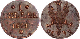 German States Frankfurt 1 Heller 1821 F GB
KM# 301; UNC