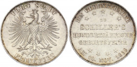 German States Frankfurt 1 Taler 1859
KM# 359; Silver; 100th Anniversary of Friedrich Schiller; aUNC with scratches