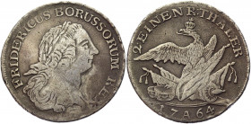 German States Prussia 1/2 Taler 1764 A
KM# 304; Olding# 72 a; Schrötter# 518; Silver 10,75g.; Friedrich II; Mint: Berlin; VF-XF