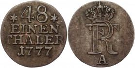 German States Prussia 1/48 Taler 1777 A
KM# 327; Olding# 148; Schrötter# 823; Silver 1,26g.; Friedrich II; Mint: Berlin; VF-XF