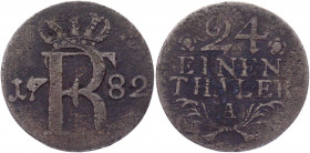 German States Prussia 1/24 Taler 1782 A
KM# 296; Silver 1,8g.; Frederick II The Great (1740-1786); VF