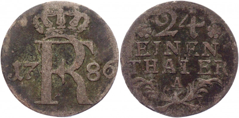 German States Prussia 1/24 Taler 1786 A
KM# 296; Silver 1,8g.; Frederick II The...