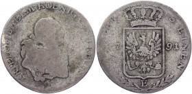 German States Prussia 1/3 Reichstaler 1791 E
KM# 344; Silver 8,0g.; Frederick William II (1786-1797); VF