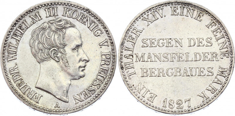 German States Prussia 1 Taler 1827 A
KM# 417; Silver; "Mining Taler"; Friedrich...