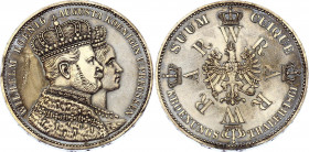 German States Prussia Taler 1861 A
KM# 488; AKS# 116; J. 87; Dav. 778; Silver 18,32g.; Wilhelm I; Coronation of Wilhelm & Augusta; Vereins Taler; Min...