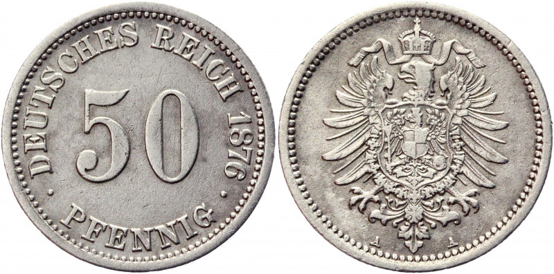 Germany - Empire 50 Pfennig 1876 A
KM# 6, AKS# 3, J# 7, Schön DM# 7; Silver