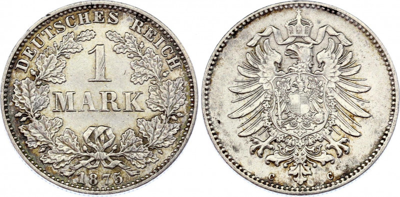 Germany - Empire 1 Mark 1875 C
KM# 7; Silver; Wilhelm I; XF