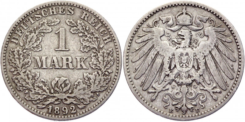 Germany - Empire 1 Mark 1892 E
KM# 14; Silver 5,40g.; VF-XF