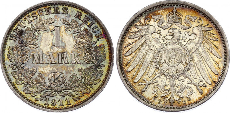 Germany - Empire 1 Mark 1911 E
KM# 14; Silver; Wilhelm II; UNC- with Amazing Mu...