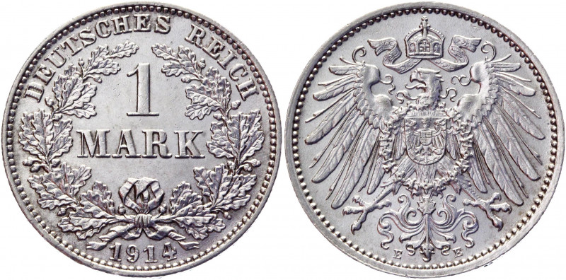 Germany - Empire 1 Mark 1914 E
KM# 14, AKS# 2, J# 17, Schön DM# 18; Silver