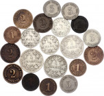 Germany - Empire Lot of 20 Coins 1874 - 1915
With Silver; Various Dates & Denominations