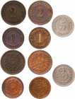 Germany - Empire Lot of 5 Coins 1875 - 1876
1 - 2 - 5 Pfennig; Wilhelm I; XF-AUNC
