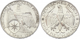 Germany - Weimar Republic 3 Reichsmark 1929 A
KM# 62; Silver; Vereinigung Waldeck mit Preussen; XF+