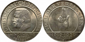Germany - Weimar Republic 3 Reichsmark 1929 D
KM# 63; Silver 15g; UNC