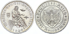 Germany - Weimar Republic 3 Reichsmark 1930 F
KM# 69; Silver; 700th Anniversary - Death of Von Der Vogelweide; UNC with Full Mint Luster!