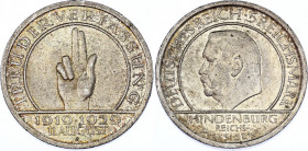 Germany - Weimar Republic 5 Reichsmark 1929 A
KM# 64; Silver; 10th Anniversary of the Weimar Constitution; XF+ Mint Luster Remains!