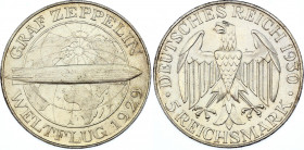 Germany - Weimar Republic 5 Reichsmark 1930 A
KM# 68; Silver; Graf Zeppelin; UNC with minor hairlines