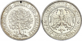 Germany - Weimar Republic 5 Reichsmark 1931 J
KM# 56; Silver; XF