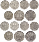 Germany - Weimar Republic & Third Reich Lot of 7 Coins 1927 - 1937
5 x 50 Reichspfennig & 2 x 1 Reichsmark; KM# 49 - 78; UNC