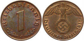 Germany - Third Reich 1 Pfennig 1937 J
KM# 89; Bronze 2.01g.; UNC