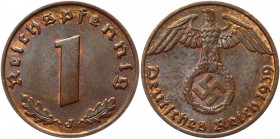 Germany - Third Reich 1 Pfennig 1939 J
KM# 89; Bronze 1.97g.; UNC