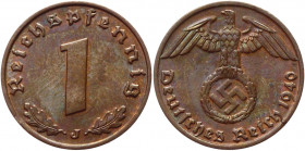 Germany - Third Reich 1 Pfennig 1940 J
KM# 89; Bronze 2.02g.; XF