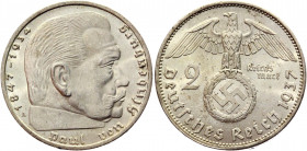 Germany - Third Reich 2 Reichsmark 1937 A
KM# 93; Silver 7.99g.; UNC