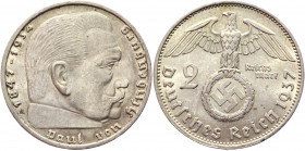 Germany - Third Reich 2 Reichsmark 1937 A
KM# 93; Silver 8.03g.; UNC