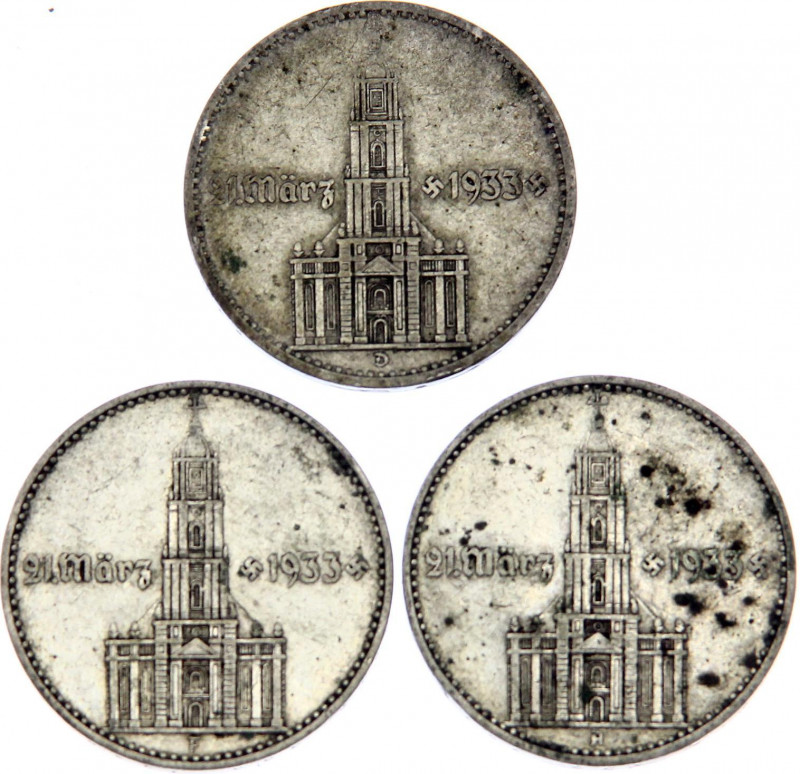 Germany - Third Reich 3 x 2 Reichsmark 1934
KM# 81; Silver; Various Mintmarks; ...