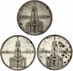 Germany - Third Reich 3 x 2 Reichsmark 1934
KM# 81; Silver; Various Mintmarks; 1st Anniversary of Nazi Rule - Potsdam Garrison Church