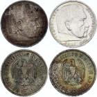 Germany - Third Reich 2 x 5 Reichsmark 1935 - 1936
KM# 86; Silver; Paul von Hindenburg; Nice Toning!