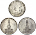 Germany - Third Reich 3 x 5 Reichsmark 1934 - 1935 A,F,E
KM# 83, 86; Silver