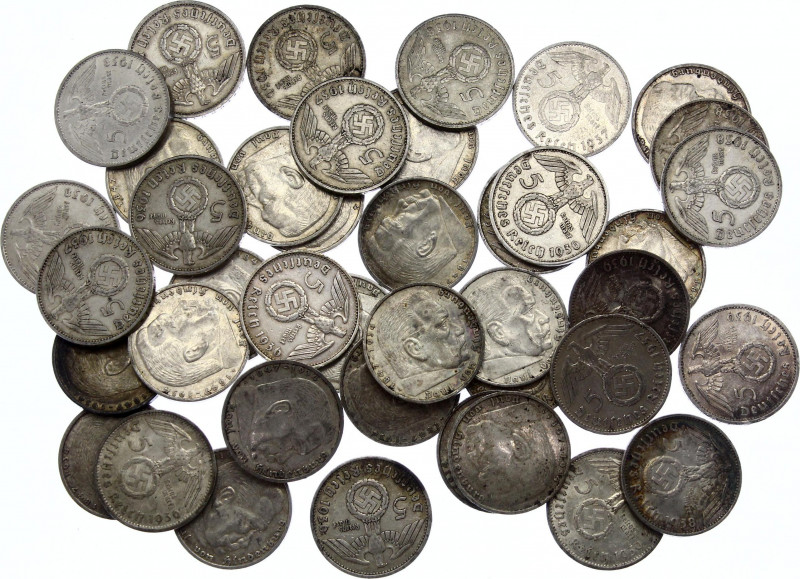 Germany - Third Reich Lot of 560 Gram of Unsearched 5 Reichsmark 1936 - 1939
KM...