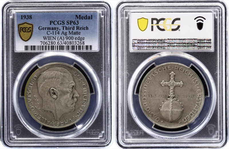 Germany - Third Reich Medal "Munich Agreement" 1938 PCGS SP 63
C# 144; Silver (...