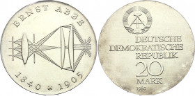 Germany - DDR 20 Mark 1980
KM# 78; Silver; Ernst Abbe; UNC