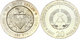 Germany - DDR 20 Mark 1987 Rare!
KM# 119; 750th Anniversary of Berlin - City Seal