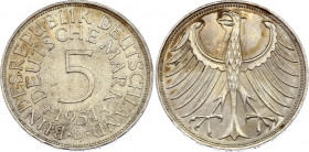 Germany - FRG 5 Mark 1951 D
KM# 112; Silver; UNC-