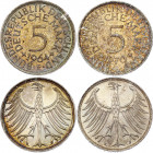 Germany - FRG 2 x 5 Mark 1964 & 1970 G, F
KM# 112; Silver