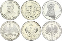 Germany - FRG 3 x 5 Mark 1968
KM# 121,122,123; Silver; Various Motives