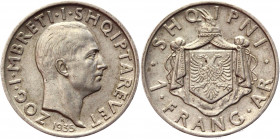 Albania Frang Ar 1935 R
KM# 16; Silver 4,98g.; Zog I; XF-AUNC