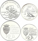 Andorra 2 x 10 Diners 1989 - 1994
KM# 55, 95; Silver, Proof, Downhill Skier, Cyclists