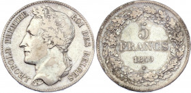 Belgium 5 Francs 1849
KM# 3.2; Silver; Leopold I; VF