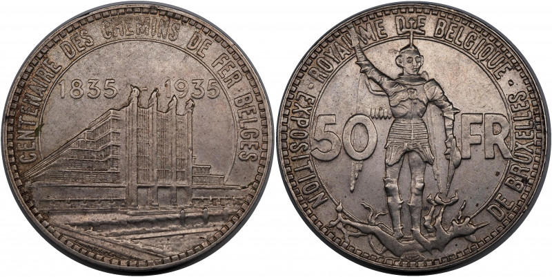 Belgium 50 Franc 1935
KM# 106, Schön# 71; Silver 20,02g.; Léopold III; Brussels...