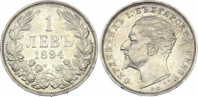 Bulgaria 1 Lev 1894
KM# 16; Silver; Ferdinand I; XF