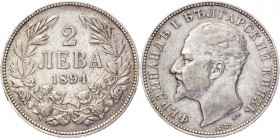 Bulgaria 2 Leva 1894 KB
KM# 17; Silver 9,94g.; Ferdinand I; XF-AUNC