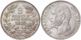 Bulgaria 2 Leva 1912
KM# 32; Silver 10,00g.; Ferdinand I; XF-AUNC