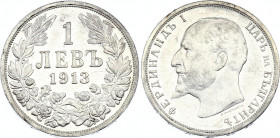 Bulgaria 1 Lev 1913
KM# 31; Silver; Ferdinand I; Amazing Prooflike Surface!