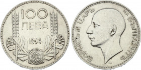 Bulgaria 100 Leva 1934
KM# 45; Silver; Boris III
